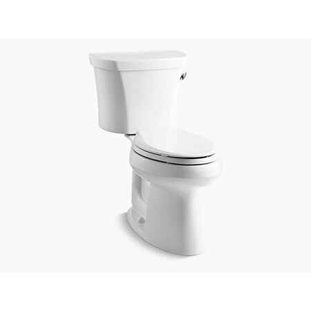 Kohler Elongtd 1.28 GPF Chair Hgt Toilet W/ Right-Hand Trip Lever & 14 Rgh-In, 1.28 gpf, White 3949-RA-0